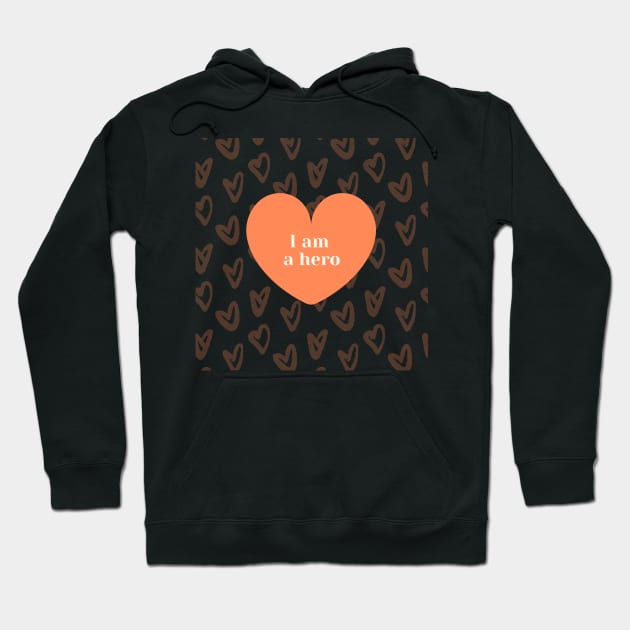 i am a hero orange hearts design Hoodie by chandelier2137